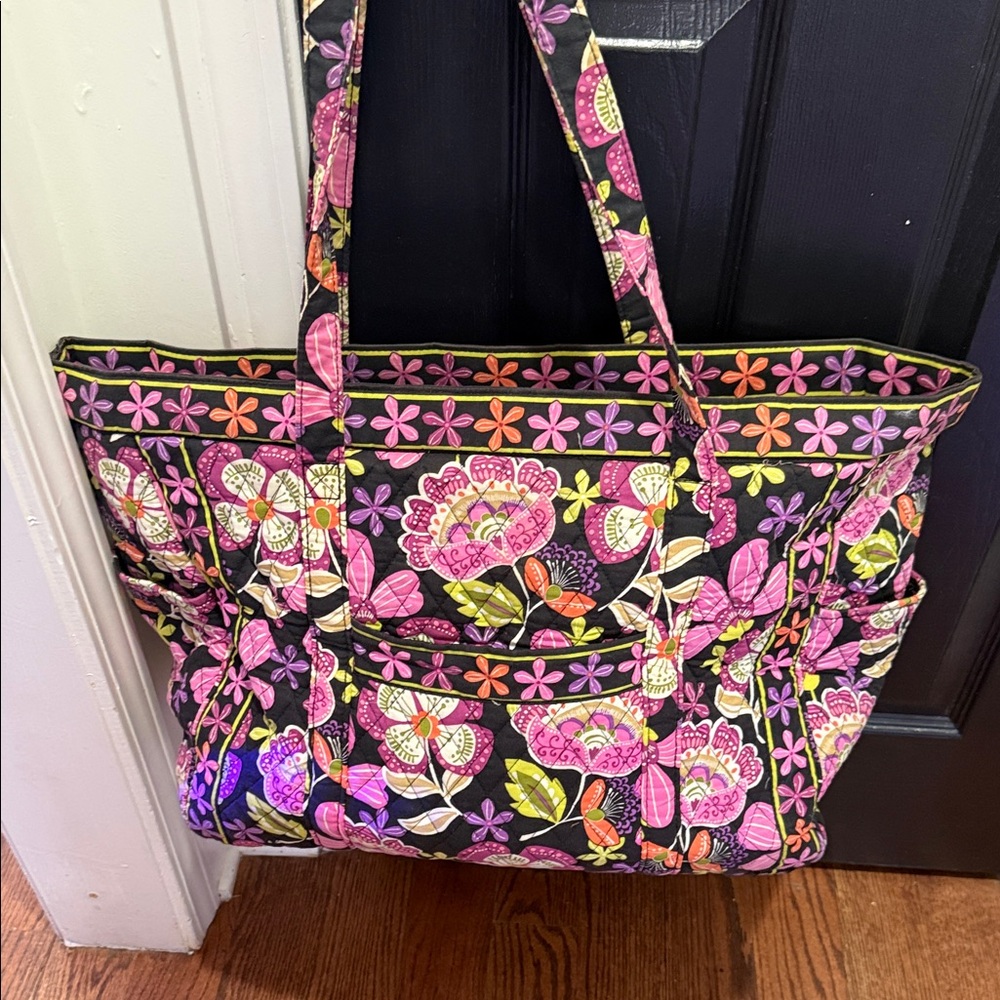 Vera Bradley Black and Pink Floral Tote